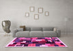 Machine Washable Abstract Pink Contemporary Rug in a Living Room, wshcon606pnk