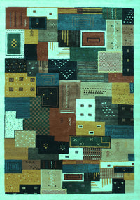 Abstract Turquoise Contemporary Rug, con606turq