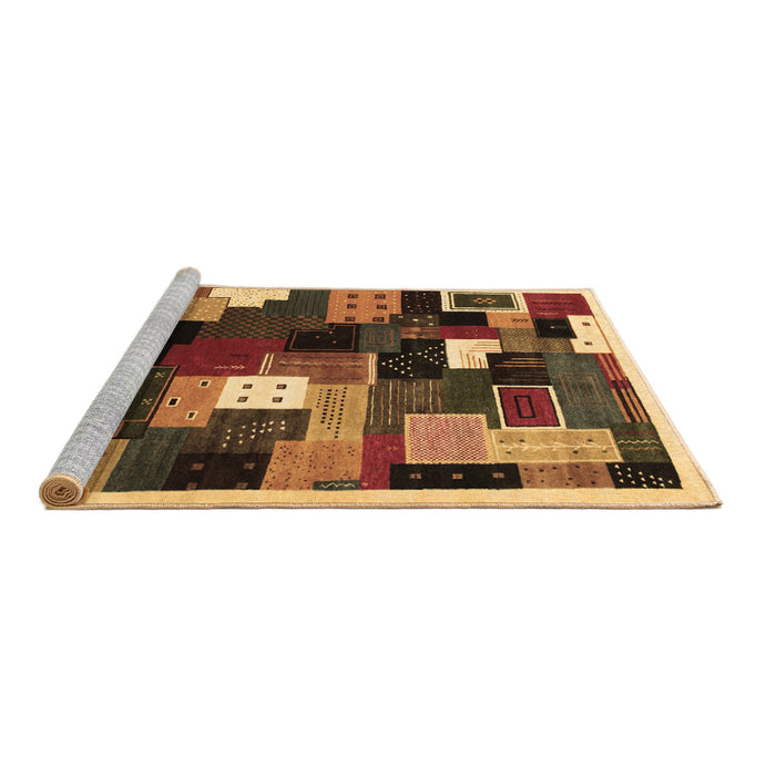 Sideview of Machine Washable Abstract Brown Contemporary Rug, wshcon606brn