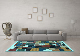 Machine Washable Abstract Light Blue Contemporary Rug in a Living Room, wshcon606lblu