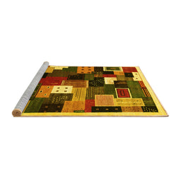 Sideview of Machine Washable Abstract Yellow Contemporary Rug, wshcon606yw