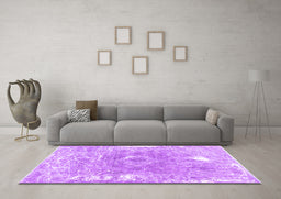 Machine Washable Abstract Purple Contemporary Area Rugs in a Living Room, wshcon607pur