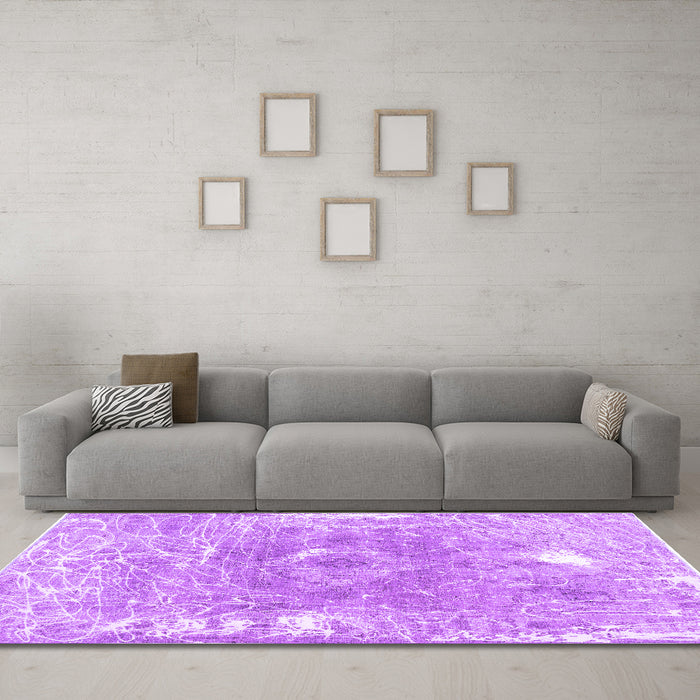 Machine Washable Abstract Purple Contemporary Area Rugs in a Living Room, wshcon607pur