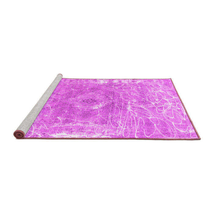 Sideview of Machine Washable Abstract Pink Contemporary Rug, wshcon607pnk