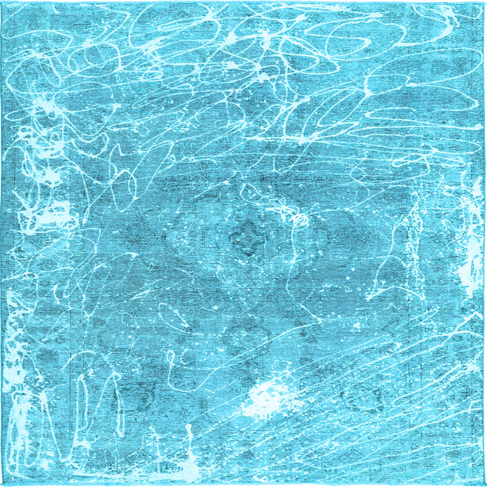 Square Abstract Light Blue Contemporary Rug, con607lblu