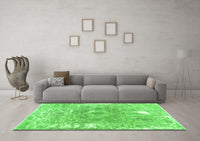 Machine Washable Abstract Green Contemporary Rug, wshcon607grn
