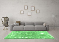 Machine Washable Abstract Emerald Green Contemporary Rug, wshcon607emgrn