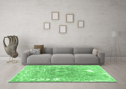Machine Washable Abstract Emerald Green Contemporary Area Rugs in a Living Room,, wshcon607emgrn