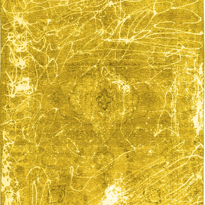 Abstract Yellow Contemporary Rug, con607yw