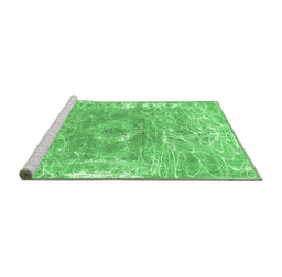 Sideview of Machine Washable Abstract Emerald Green Contemporary Area Rugs, wshcon607emgrn