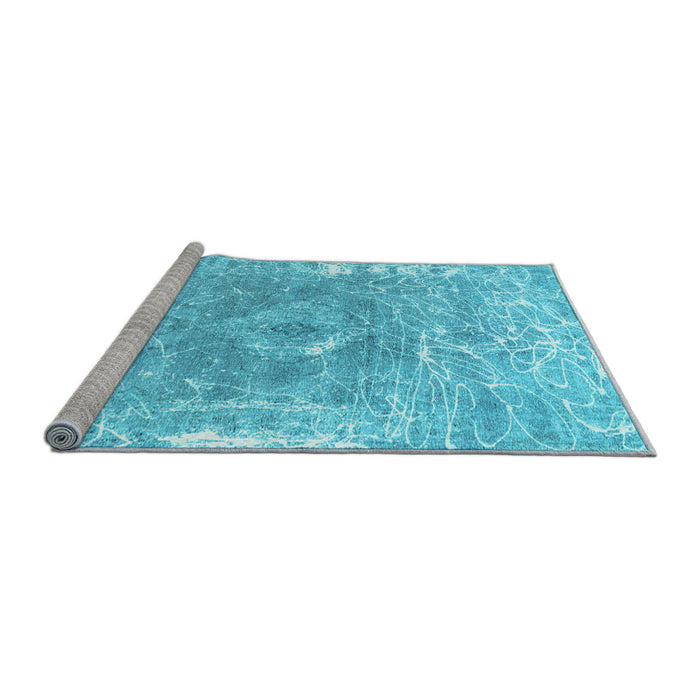 Sideview of Machine Washable Abstract Light Blue Contemporary Rug, wshcon607lblu