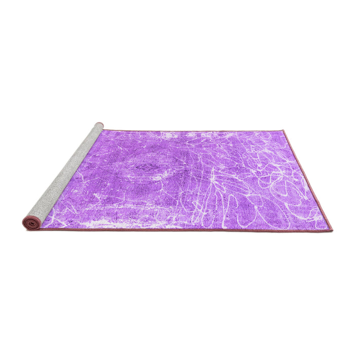 Sideview of Machine Washable Abstract Purple Contemporary Area Rugs, wshcon607pur