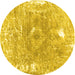 Round Abstract Yellow Contemporary Rug, con607yw