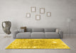 Machine Washable Abstract Yellow Contemporary Rug in a Living Room, wshcon607yw