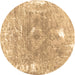 Round Abstract Brown Contemporary Rug, con607brn