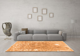 Machine Washable Abstract Orange Contemporary Area Rugs in a Living Room, wshcon607org