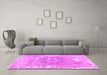 Machine Washable Abstract Pink Contemporary Rug in a Living Room, wshcon607pnk