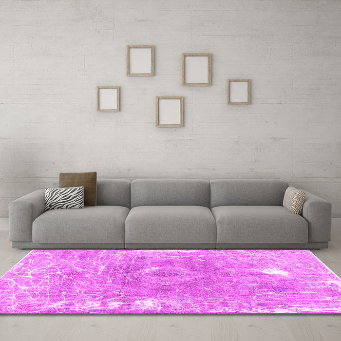 Machine Washable Abstract Pink Contemporary Rug in a Living Room, wshcon607pnk