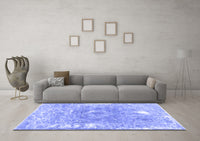 Machine Washable Abstract Blue Contemporary Rug, wshcon607blu