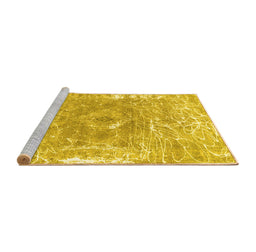 Sideview of Machine Washable Abstract Yellow Contemporary Rug, wshcon607yw