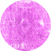 Round Abstract Pink Contemporary Rug, con607pnk