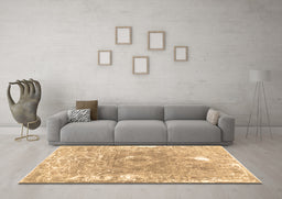 Machine Washable Abstract Brown Contemporary Rug in a Living Room,, wshcon607brn
