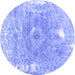 Round Abstract Blue Contemporary Rug, con607blu