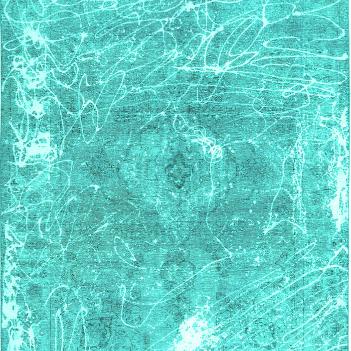 Machine Washable Abstract Turquoise Contemporary Area Rugs, wshcon607turq