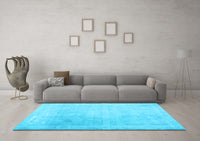 Machine Washable Abstract Light Blue Contemporary Rug, wshcon608lblu