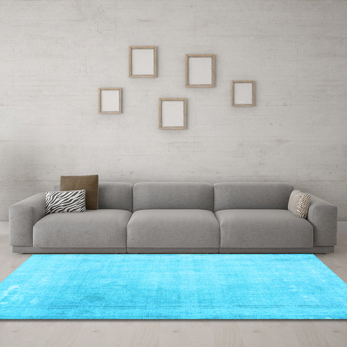 Machine Washable Abstract Light Blue Contemporary Rug in a Living Room, wshcon608lblu