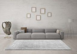 Machine Washable Abstract Gray Contemporary Rug in a Living Room,, wshcon608gry