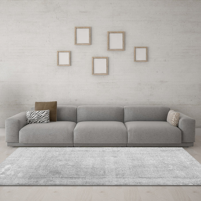 Machine Washable Abstract Gray Contemporary Rug in a Living Room,, wshcon608gry