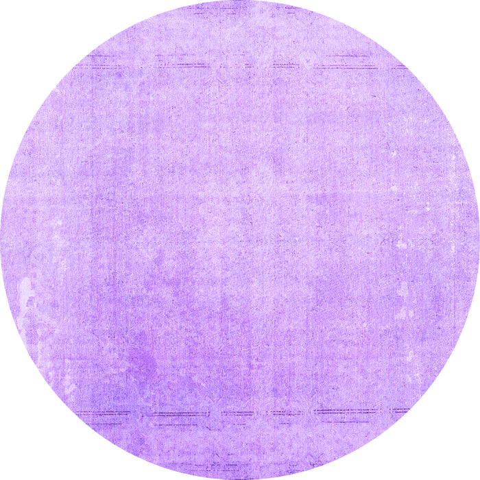 Round Abstract Purple Contemporary Rug, con608pur