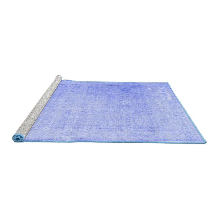 Sideview of Machine Washable Abstract Blue Contemporary Rug, wshcon608blu