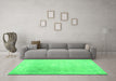 Machine Washable Abstract Green Contemporary Area Rugs in a Living Room,, wshcon608grn