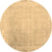 Round Abstract Brown Contemporary Rug, con608brn