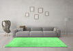 Machine Washable Abstract Emerald Green Contemporary Area Rugs in a Living Room,, wshcon608emgrn