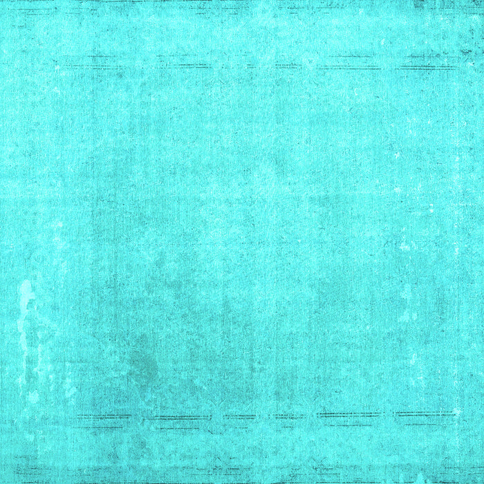 Square Machine Washable Abstract Turquoise Contemporary Area Rugs, wshcon608turq