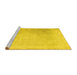Sideview of Machine Washable Abstract Yellow Contemporary Rug, wshcon608yw