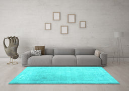 Machine Washable Abstract Turquoise Contemporary Area Rugs in a Living Room,, wshcon608turq