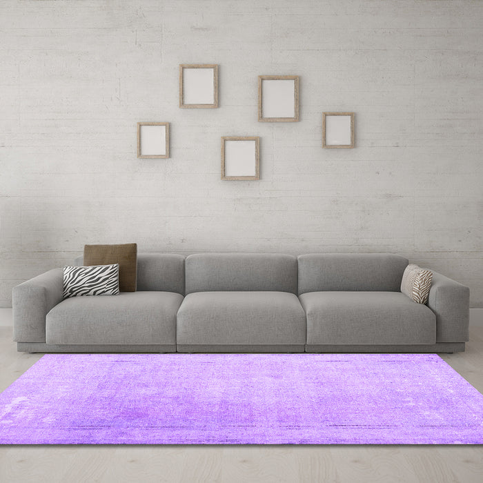 Machine Washable Abstract Purple Contemporary Area Rugs in a Living Room, wshcon608pur