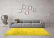 Machine Washable Abstract Yellow Contemporary Rug in a Living Room, wshcon608yw