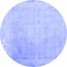 Round Abstract Blue Contemporary Rug, con608blu