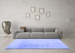 Machine Washable Abstract Blue Contemporary Rug in a Living Room, wshcon608blu