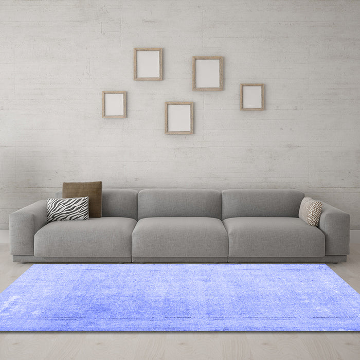 Machine Washable Abstract Blue Contemporary Rug in a Living Room, wshcon608blu