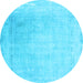 Round Abstract Light Blue Contemporary Rug, con608lblu