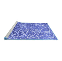 Sideview of Machine Washable Abstract Blue Contemporary Rug, wshcon609blu
