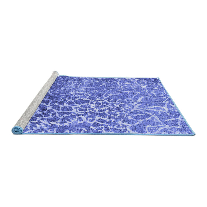 Sideview of Machine Washable Abstract Blue Contemporary Rug, wshcon609blu