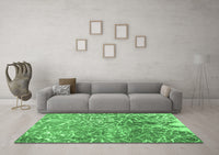 Machine Washable Abstract Emerald Green Contemporary Rug, wshcon609emgrn