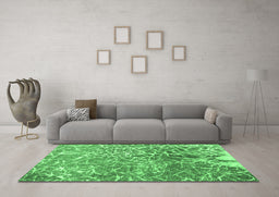 Machine Washable Abstract Emerald Green Contemporary Area Rugs in a Living Room,, wshcon609emgrn